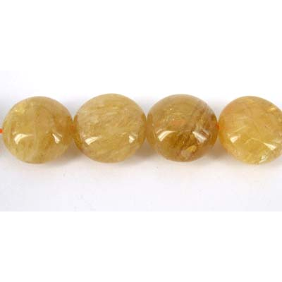 Citrine 15mm Polished Flat round beads per strand 25 Beads