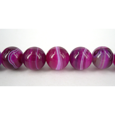 Agate w/vein Dyed Round Polished 14mm Fuschia