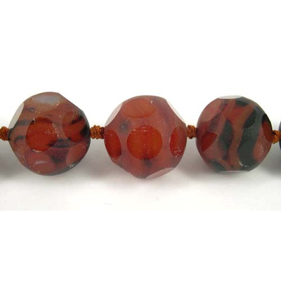 Agate banded red 25mm Faceted Round EACH BEAD