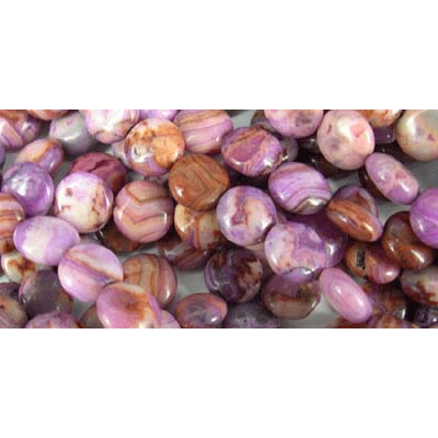 Agate Dyed Purple 8mm Polished Flat round/52Bead