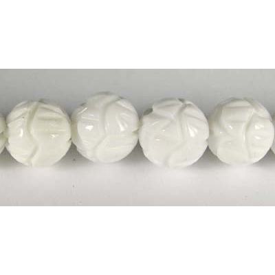 Coral White Round Carved 18mm beads str 22 beads