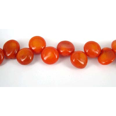 Coral ornge t/drill Flat round nugg/52 Beads