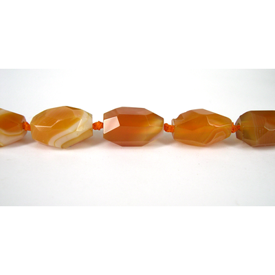 Agate Dyed Faceted Oval Nugget Orange beads per strand 17b