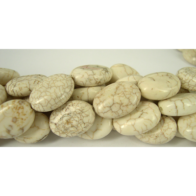 Howlite Dyed Flat Oval 13x18mm White strand