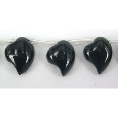 Black Agate 12x15mm top drill Heart/26