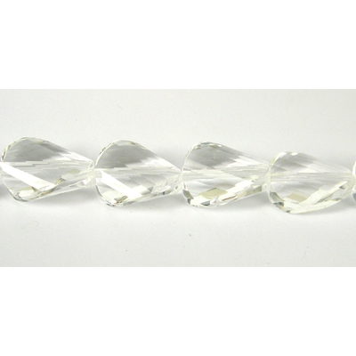 Clear Quartz faceted twist 16x12mm BEAD