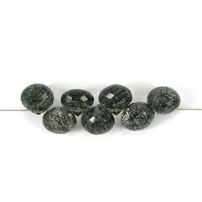 Black Rutile Quartz 8x7mm Faceted onion Bead