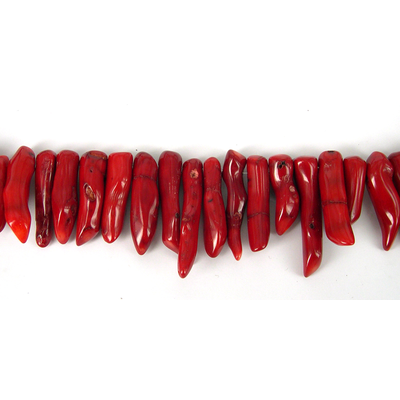 Coral Red Chilli 50mm beads per strand approx 36 Beads