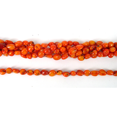 Coral Orange flat coin Nugget 8mm/47Beads