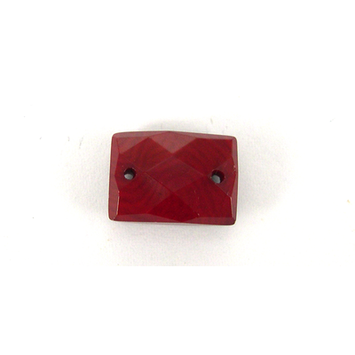 Coral Red Faceted Rectangle 2 hole 10x14mm PAIR