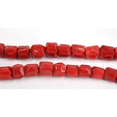 Coral Red app 12mm cube beads per strand 37 beads