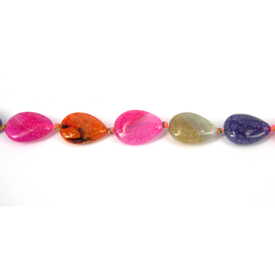 Agate Dyed Crackled Teardrop Flat Polished 20x15mm/