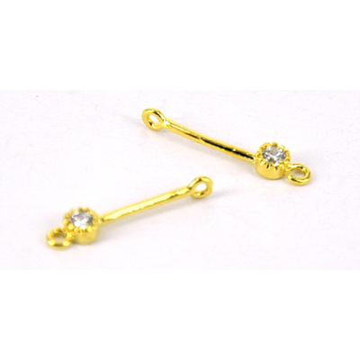 Gold Plate Brass CZ Connecter Bar 17mm pair