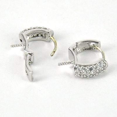 Rhodium Plate Brass Stud CZ 11mm pair