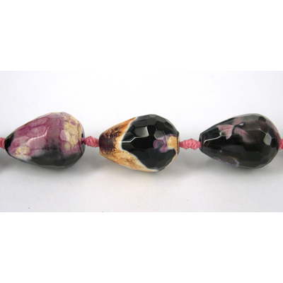 Agate Dyed Teardrop Faceted 25x18mm Pink/12b