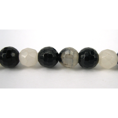 Agate Dyed Round 10mm Mix Blk/White/37Bead