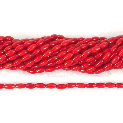 Coral Red Olive 3x6mm beads per strand 83 Beads