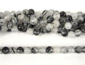 Black Rutile Quartz Polished Round 8mm beads per strand 47-beads incl pearls-Beadthemup