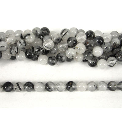 Black Rutile Quartz Polished Round 8mm beads per strand 47