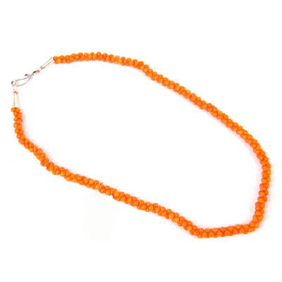 Sterling Silver Orange Coral Necklace 45cm