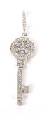 Rhodium  plate brass CZ Pendant Key 43mm-findings-Beadthemup