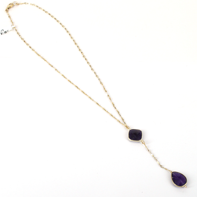 Sterling Silver &  Amethyst  necklace 46cm