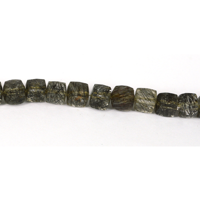 Black Rutile Faceted Cube approx 6-7mm EACH